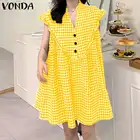 Женское винтажное клетчатое вечерние-платье, 2021