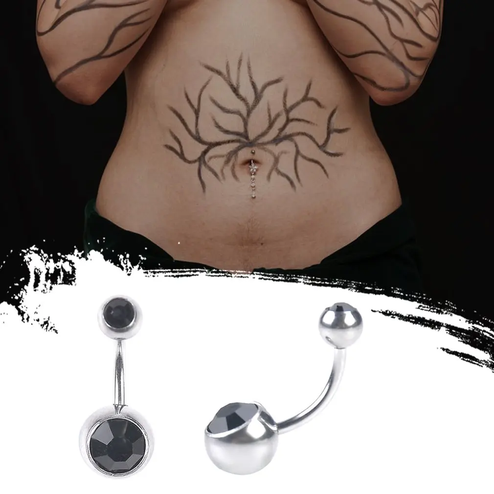 10 шт./партия пирсинг пупка Хирургическая сталь один Кристалл Стразы кольца