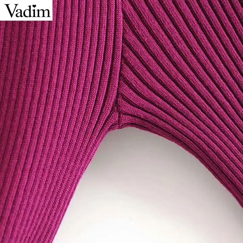 Женское элегантное платье vadim вязаный кроп Топ длинный рукав тонкие свитера