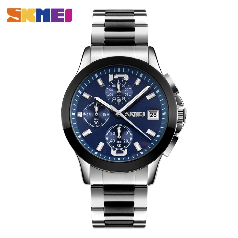 Часы наручные SKMEI Мужские кварцевые с хронографом люксовые модные деловые из