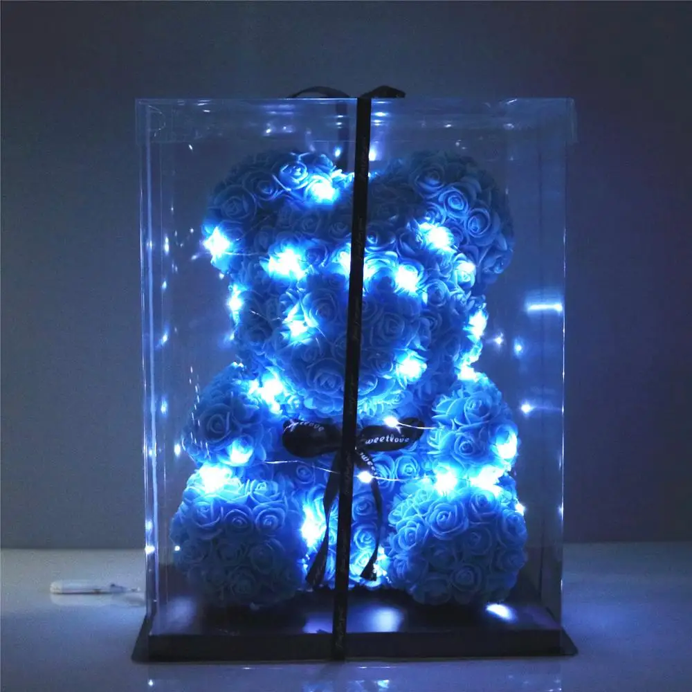 

Valentines Day Gift 25cm Rose Teddy Bear Rose Flower Artificial Decoration Birthday Party Wedding Decor Girlfriend Gift