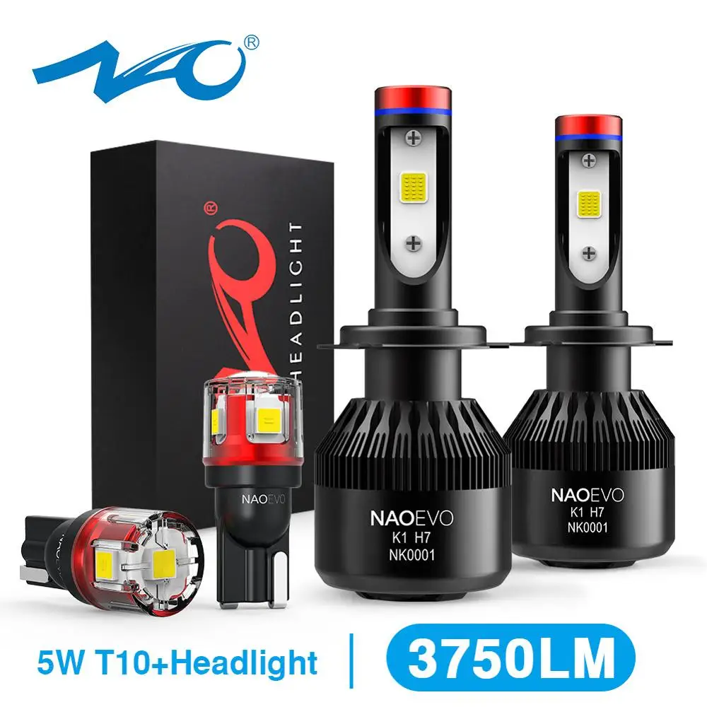 НАО H7 LED Фары H4 светодиодные лампы автомобилей H11 H9 H1 H3 HB4 HB3 9005 9006 H8 H27 9004 H13 881 880 72 Вт