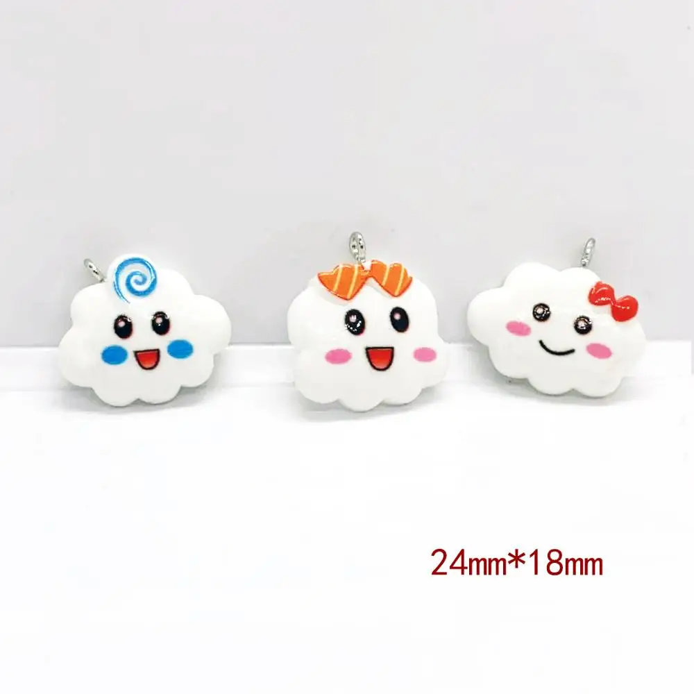 6 шт 24*18 мм милые плоской задней Смола Kawaii улыбающиеся облака Подвески Кулоны из