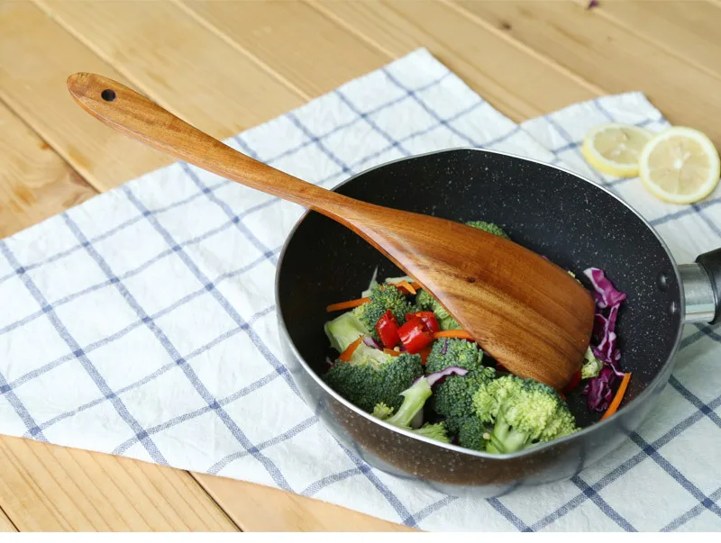 1PC Teak Wood Turner Spatula Rice Leaky Spoon Soup Scoop Non Stick Cooking Utensils Wooden Slotted Set OK 1205 | Дом и сад