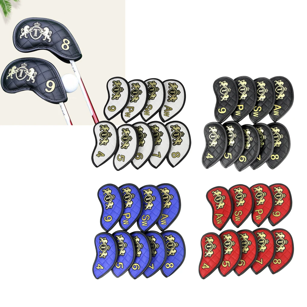 MagiDeal Set 9 Premium PU Sports Golf Iron Putter Protective Head Cover - Universal Fit