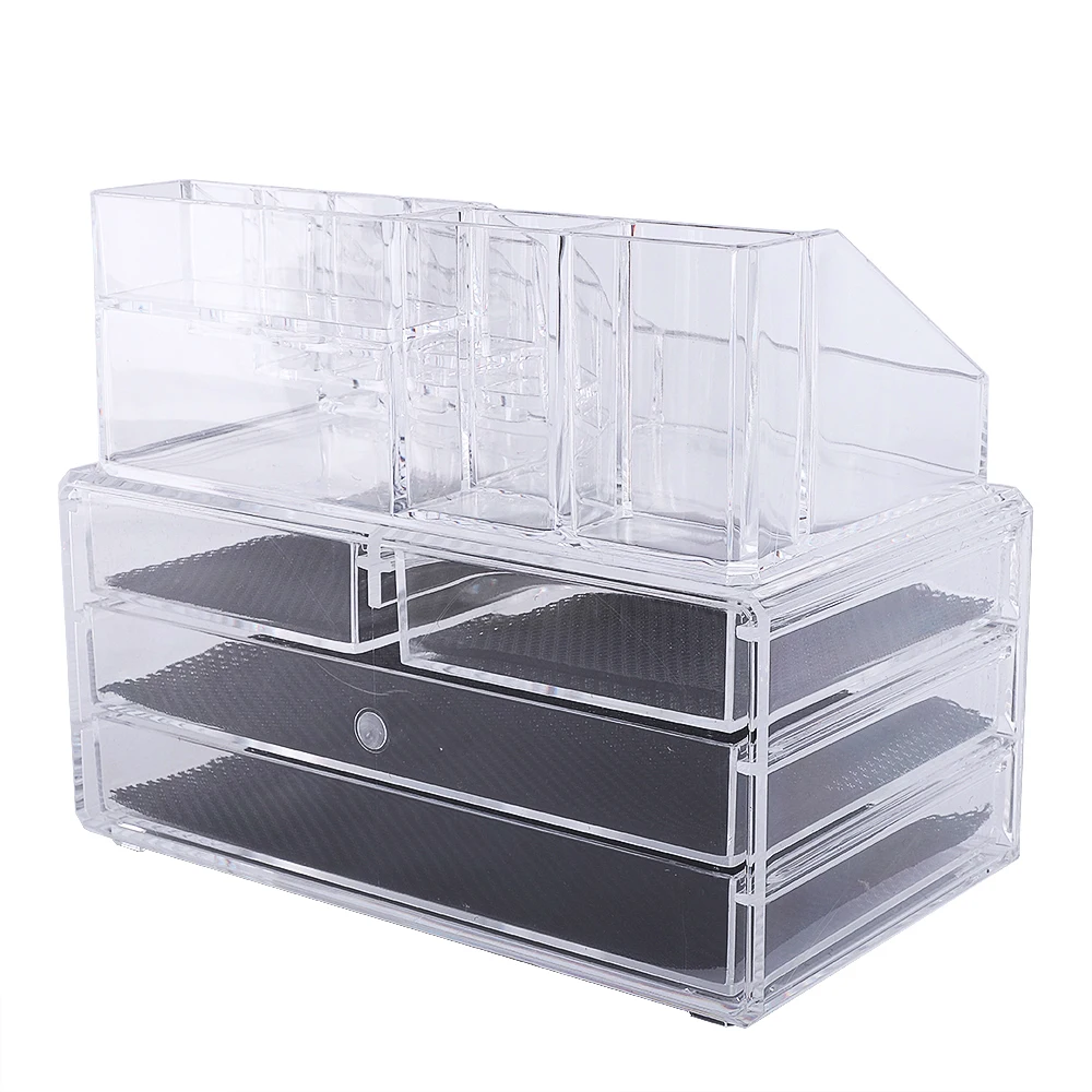 

Multi-check & 4 Drawers Integrated Acrylic Makeup Case Cosmetics Organizer Transparent Makeup Organizer Cosmetics Storage Rack