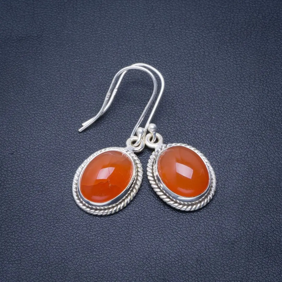 Натуральный Сердолик ручной работы Уникальные 925 пробы серебряные серьги 1 5