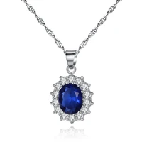 top quality women original 925 solid silver sapphire pendant necklace luxury aaa blue zirconia charms necklace fashion jewelry