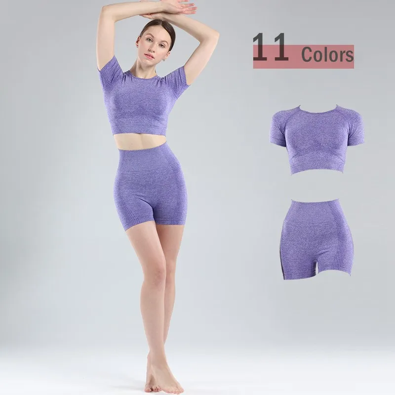 Женский комплект для йоги из 2 предметов сексуальные эластичные шорты фитнеса 11