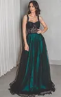 Черно-зеленое ТРАПЕЦИЕВИДНОЕ Тюлевое платье для выпускного вечера кружевной топ на бретелях-спагетти с сердечком вечерние платья для женщин длинное платье горничной Honor Vestido