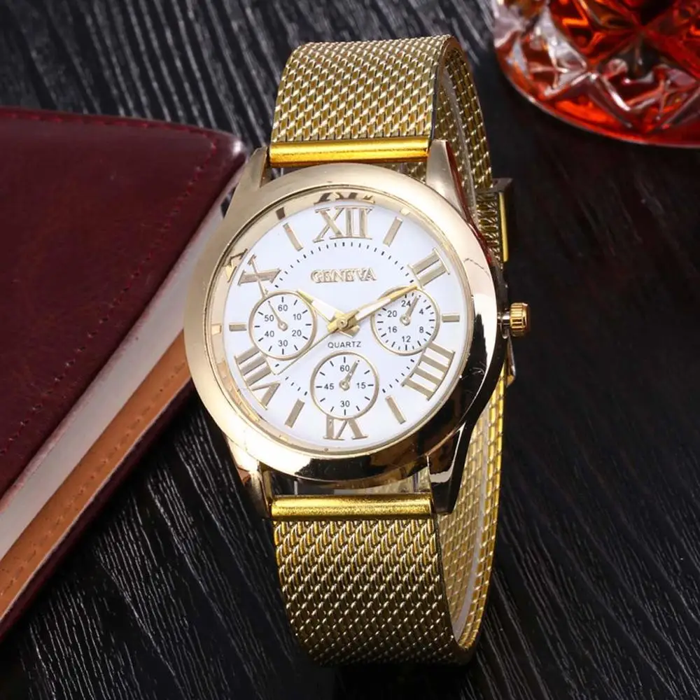 Luxury Quartz Watch Three Eye Retro Silicone Strap Bracelet Roman Scale Dial Geneva Lady and Men Analog reloj mujer 40 | Наручные часы
