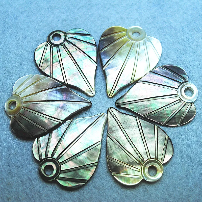 3 шт., натуральные черные губы ракушек, подвески в форме листа, 40x32 мм, Женские Подвески, хит продаж, Прекрасные Ювелирные изделия, хорошие для вас