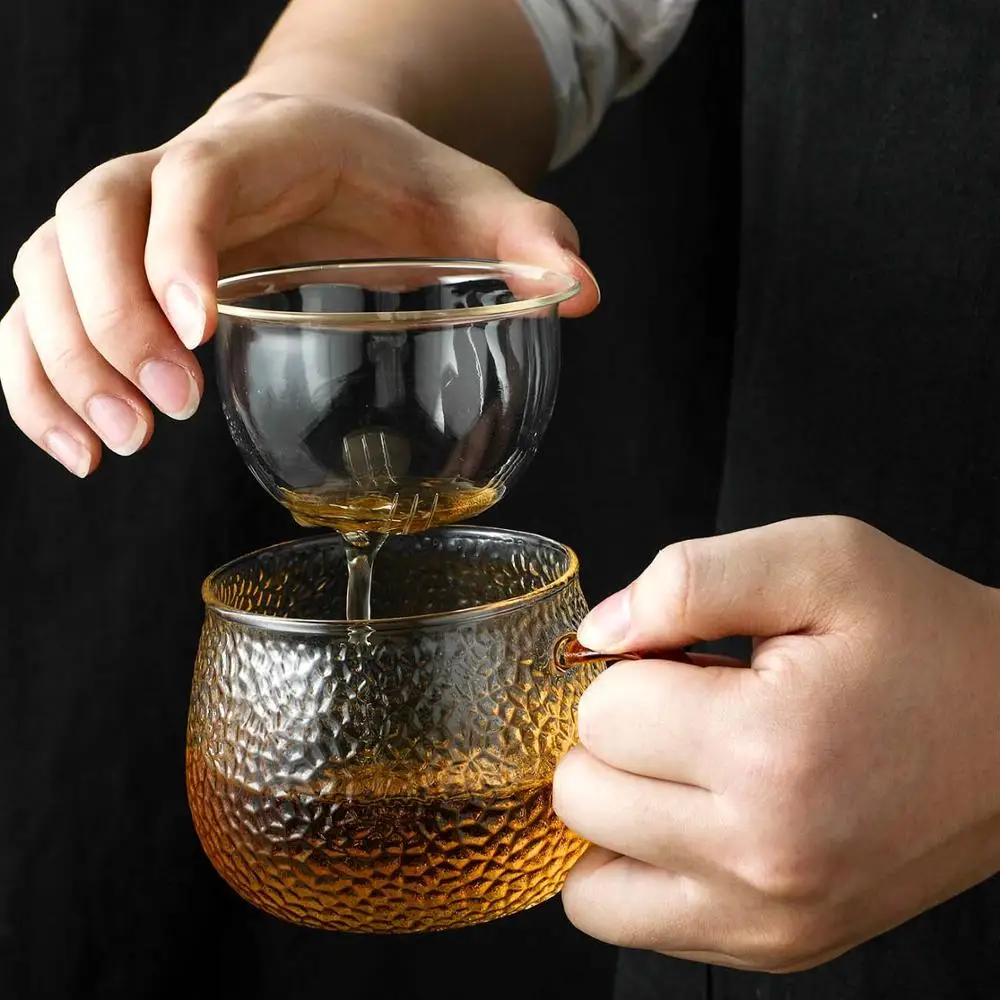 Маленький термостойкий стеклянный чайник с инфузером китайский для Пуэра