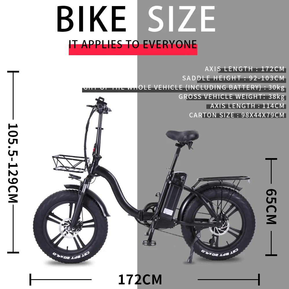 [В НАЛИЧИИ ЕС] Новый электрический велосипед для езды по снегу 20x500 дюйма 48 в Вт