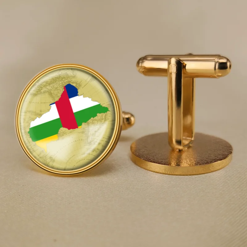 Запонки герб Центральной Африки флаг карты государственная эмблема | Украшения и