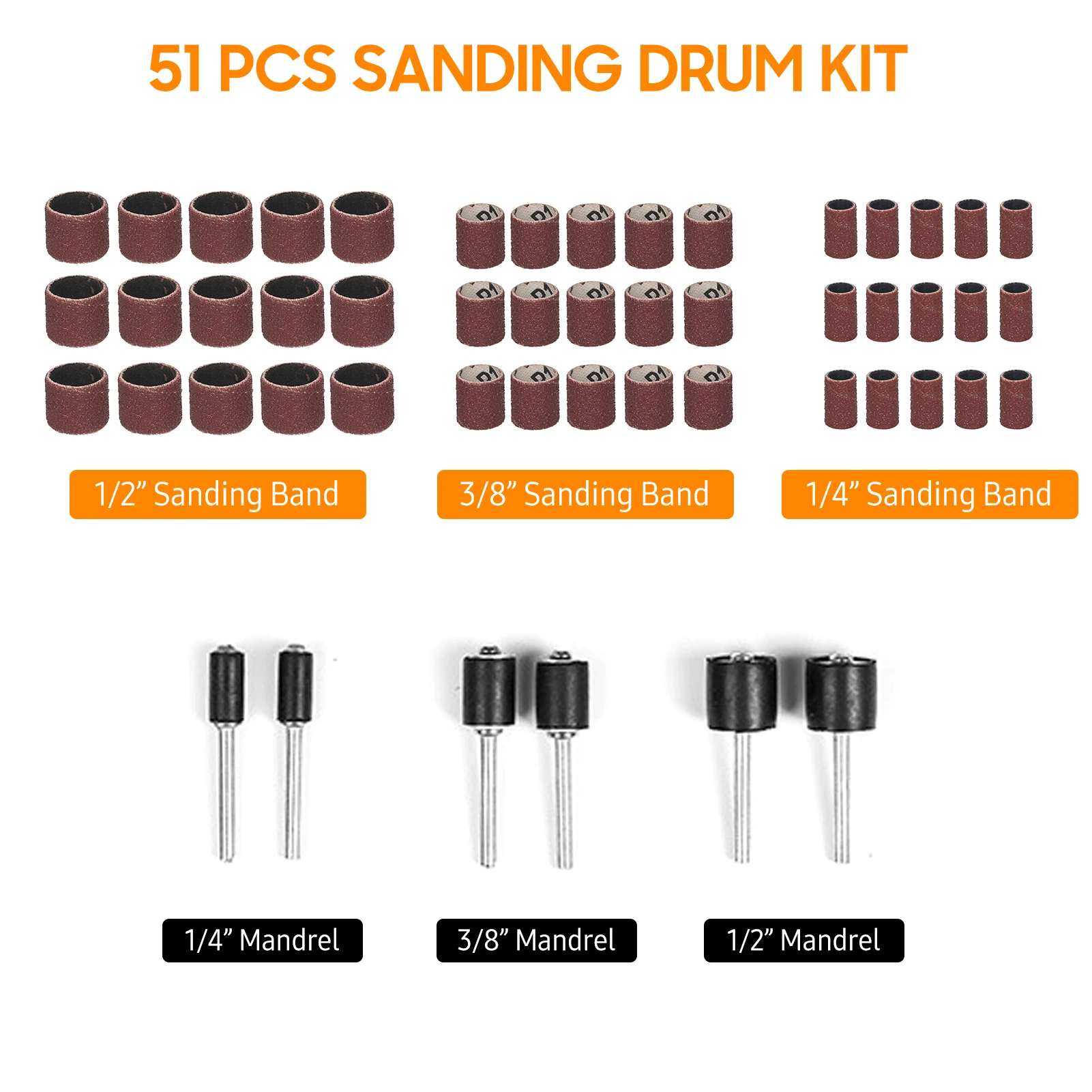 Набор шлифовальных барабанов 51 набор для мощного вращающегося инструмента с 45