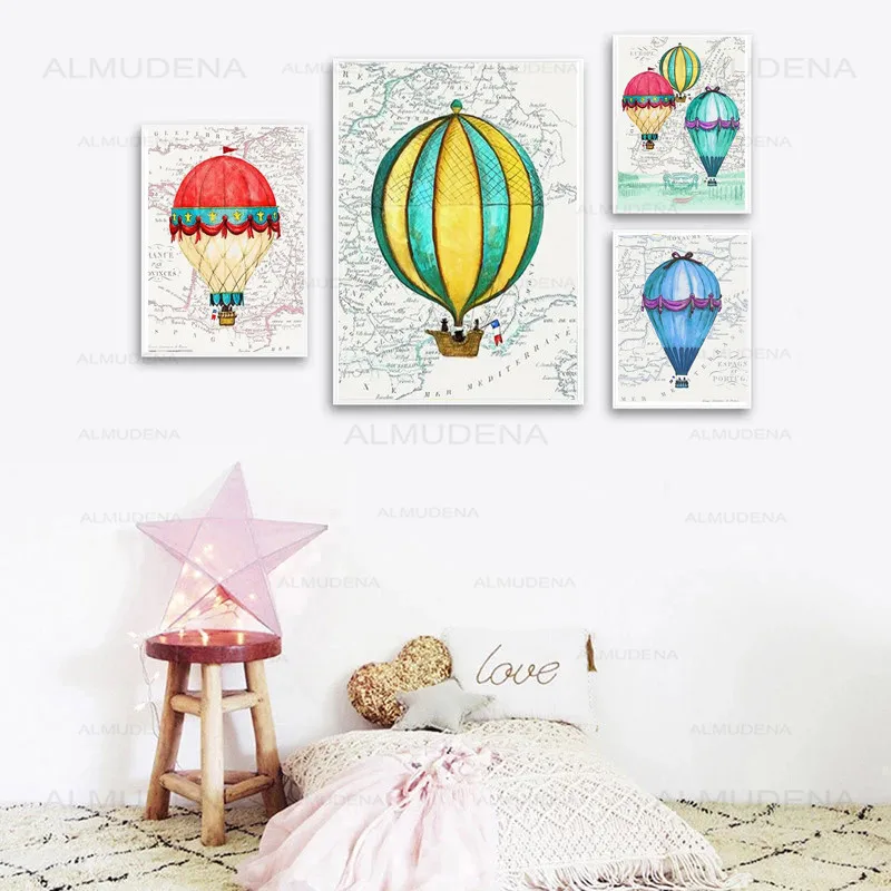 Постер и печать на холсте в скандинавском стиле Красочные воздушные шары картина