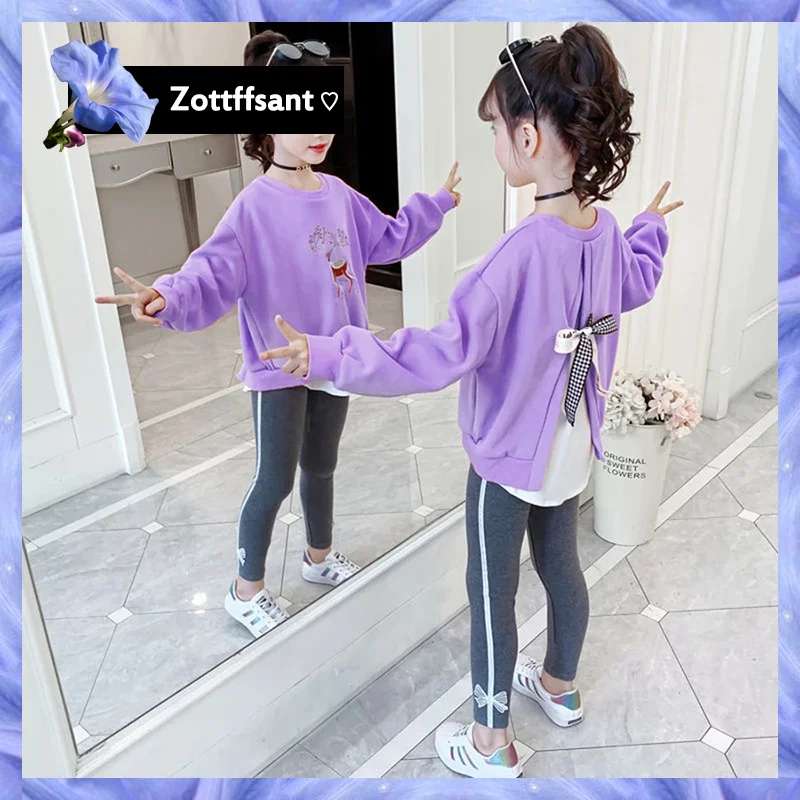 

2PCS sport suit cartoon t-shirt+pants kids clothes sets 2022 new autumn Children girls clothing sets tracksuit