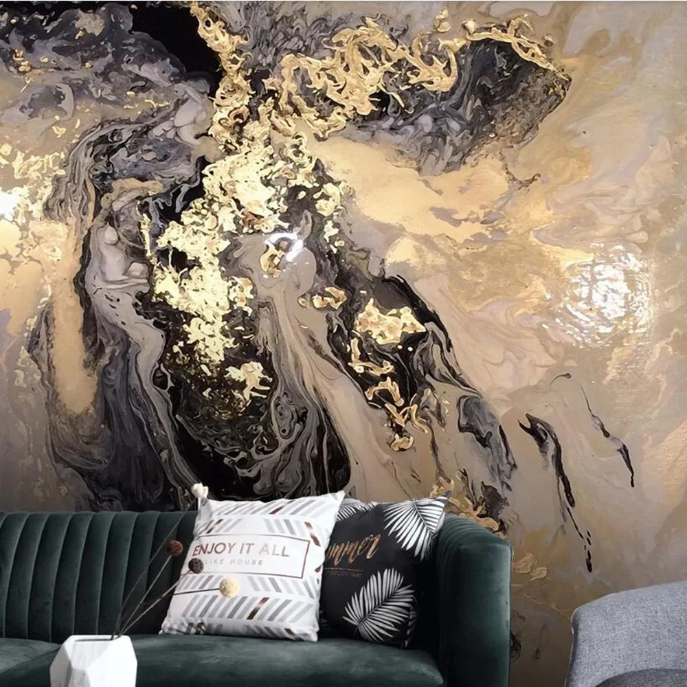 

Milofi custom large wallpaper mural abstract gold lines marbled living room bedroom background wallpaper mural