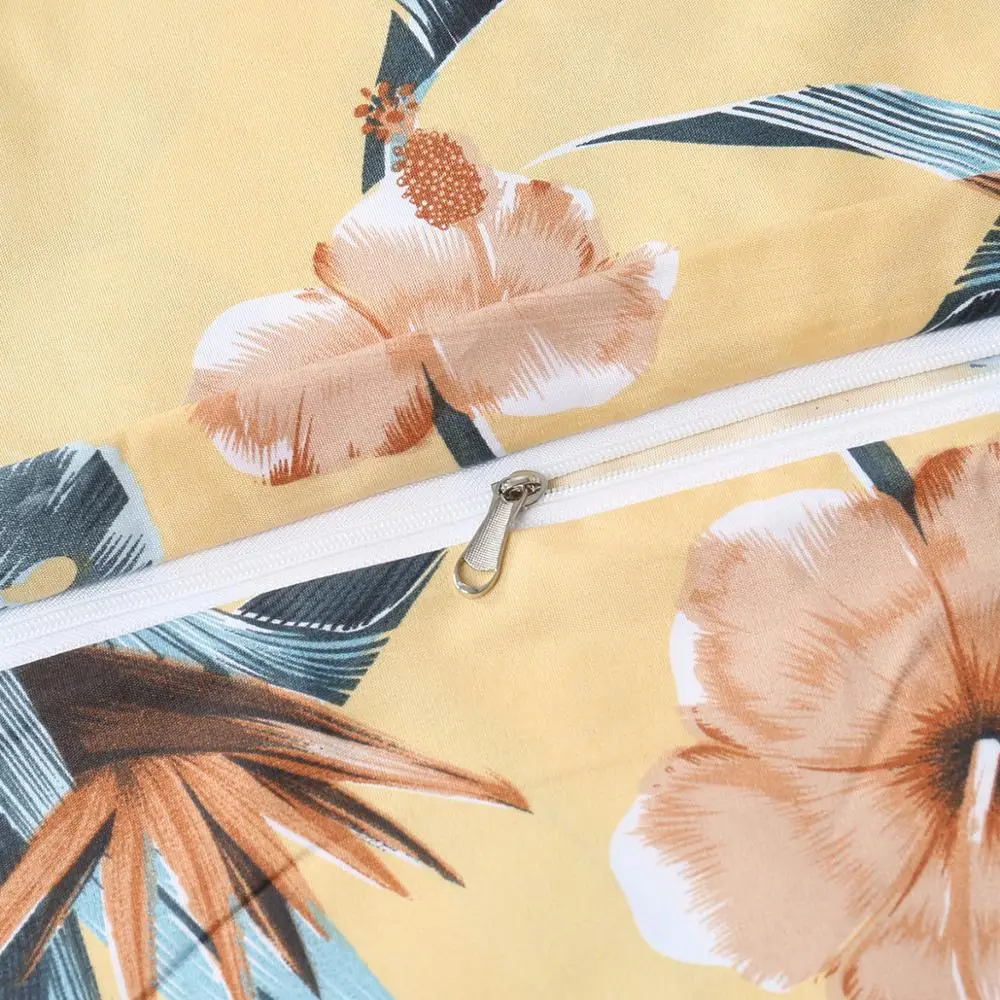 Комплект постельного белья с цветочным рисунком пододеяльник наволочка желтого