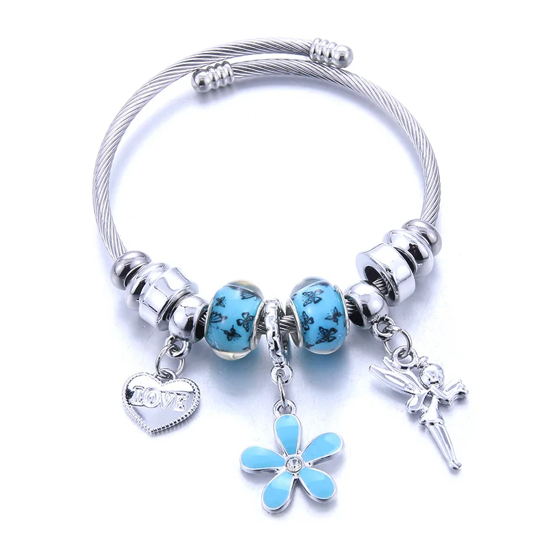 Новый браслет из бисера подвеска в форме сердца с цветком шармами регулируемая