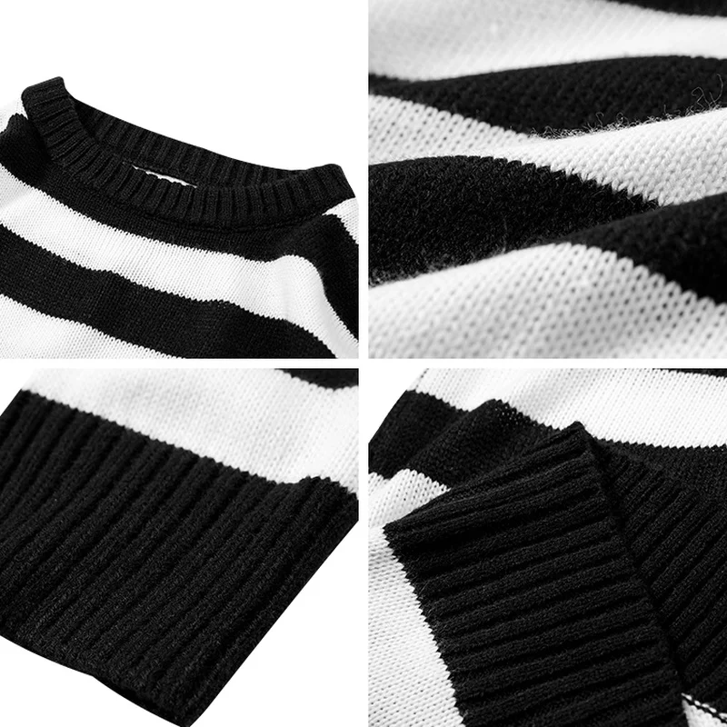 

Striped Pullovers Men O-neck Long-Sleeve Loose All-match Harajuku Stylish Korean Fashion Casual Sweaters Knitted Students BF New