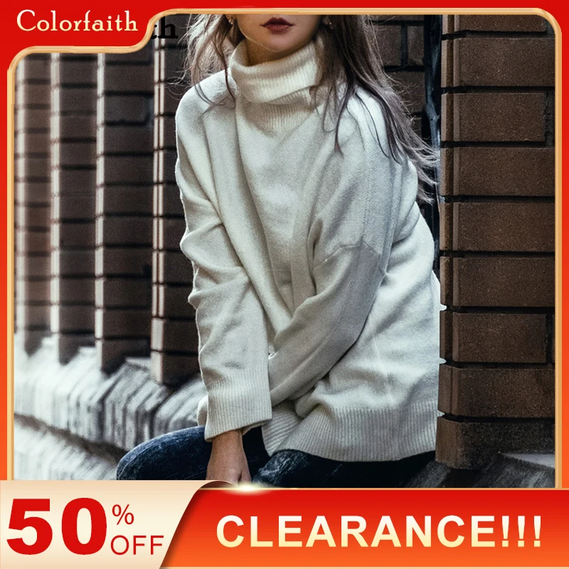 Женский вязаный свитер Colorfaith повседневный однотонный винтажный пуловер с