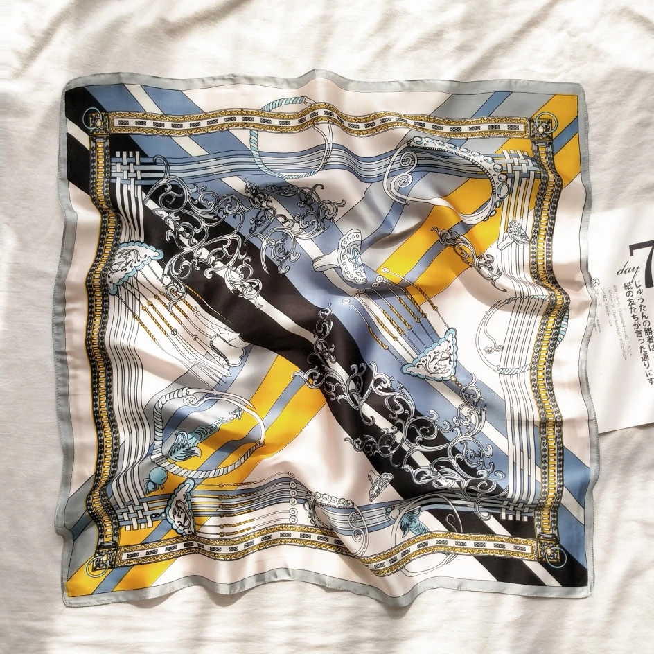 

70 * 70ins Spring Summer Scarf Small Square Scarf Female Korean Artistic Decorative Zipper Neckerchief Scarf women