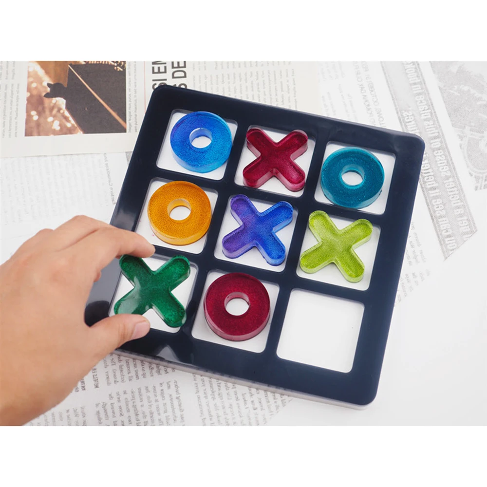 

Tic Tac Toe OX Chess Game Mirror Silicone Casting Mold For DIY Resin Uv Epoxy Jewelry Tools Craft Handmade Making Small Size