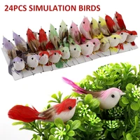 24pcs mini artificial birds foam feather diy craft ornament sparrow colorful decor home garden animal decorative craft supplies