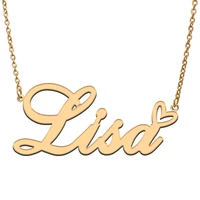love heart lisa name necklace for women stainless steel gold silver nameplate pendant femme mother child girls gift