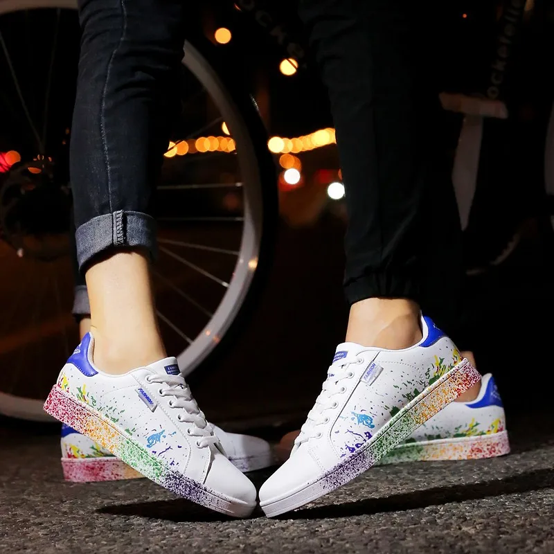 

Spring And Autumn Fashion Sports Women's Shoes Casual Breathable Wild Comfortable Non-Slip Couple White Shoes Flat Sneakers