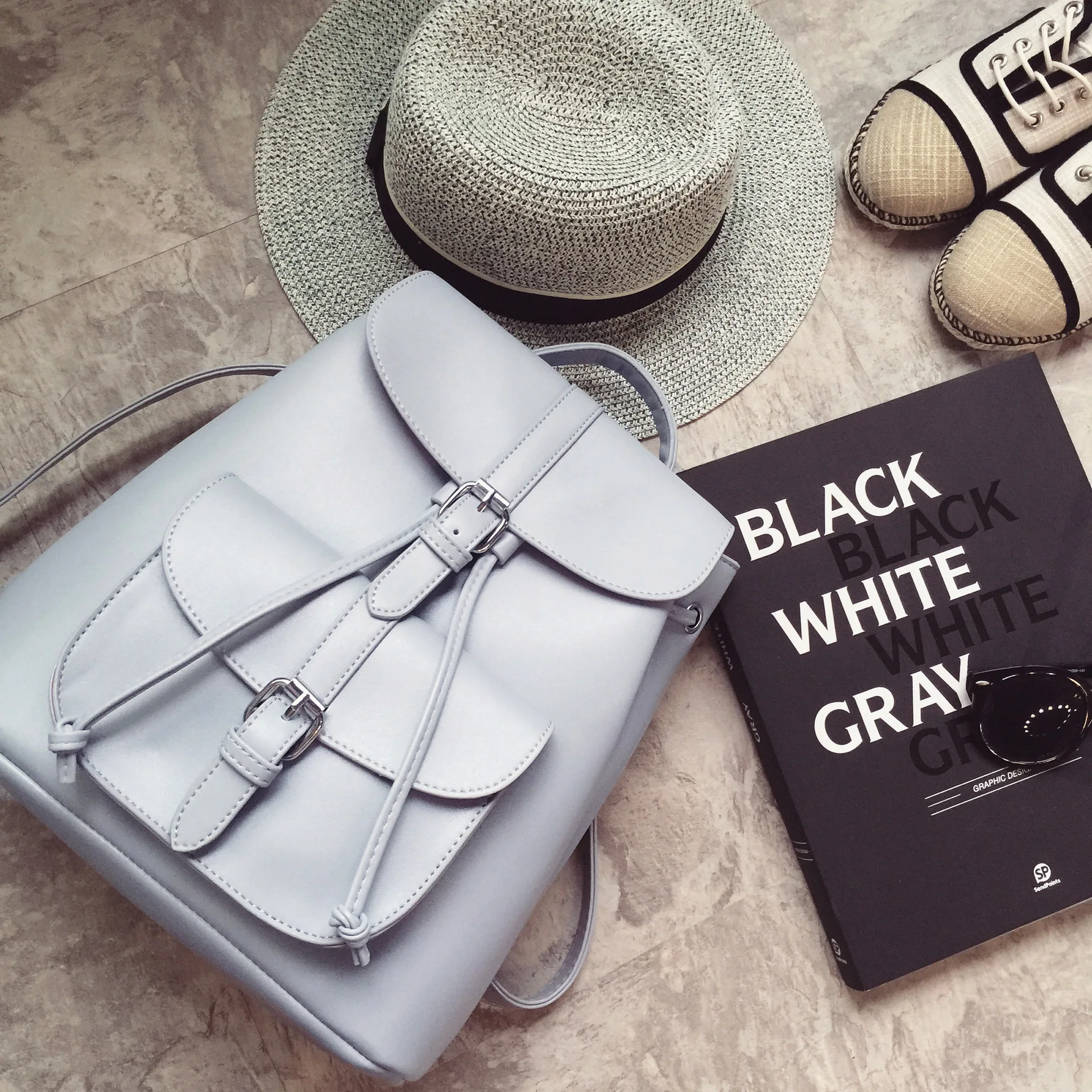 

2021 new bag Korean fashion backpack belt decoration schoolbag student backpack trend female bag