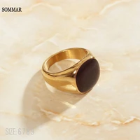 sommar hot sale 18kgp gold filled size 6 7 8 tail ring for womenmen black finish lovers jewelry on the neck jewelry