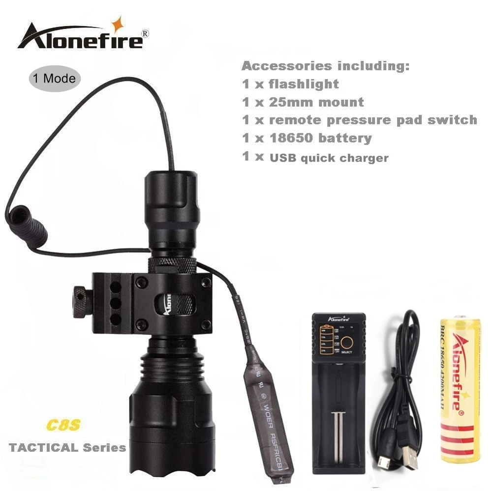 C8T6-1 T2008-I AloneFire C8 CREE XML T6 светодиодный тактический светильник фонарь страйкбол прицел ружья светильник 18650 перезаряжаемая батарея - Цвет: C8T6-1 T2008-I