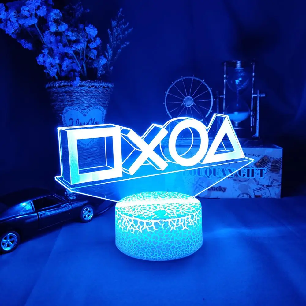 Светодиодный вверх освещение Playstation значок огни 3D Иллюзия ночника игровой