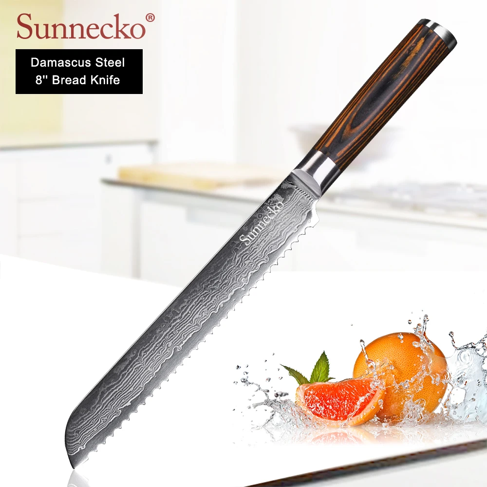 SUNNECKO Damascus Chef Santoku Paring knife Steel Japanese VG10 Blade kitchen knives Pakka Wood Handle Sharp Meat Fruit Cutter | Дом и сад