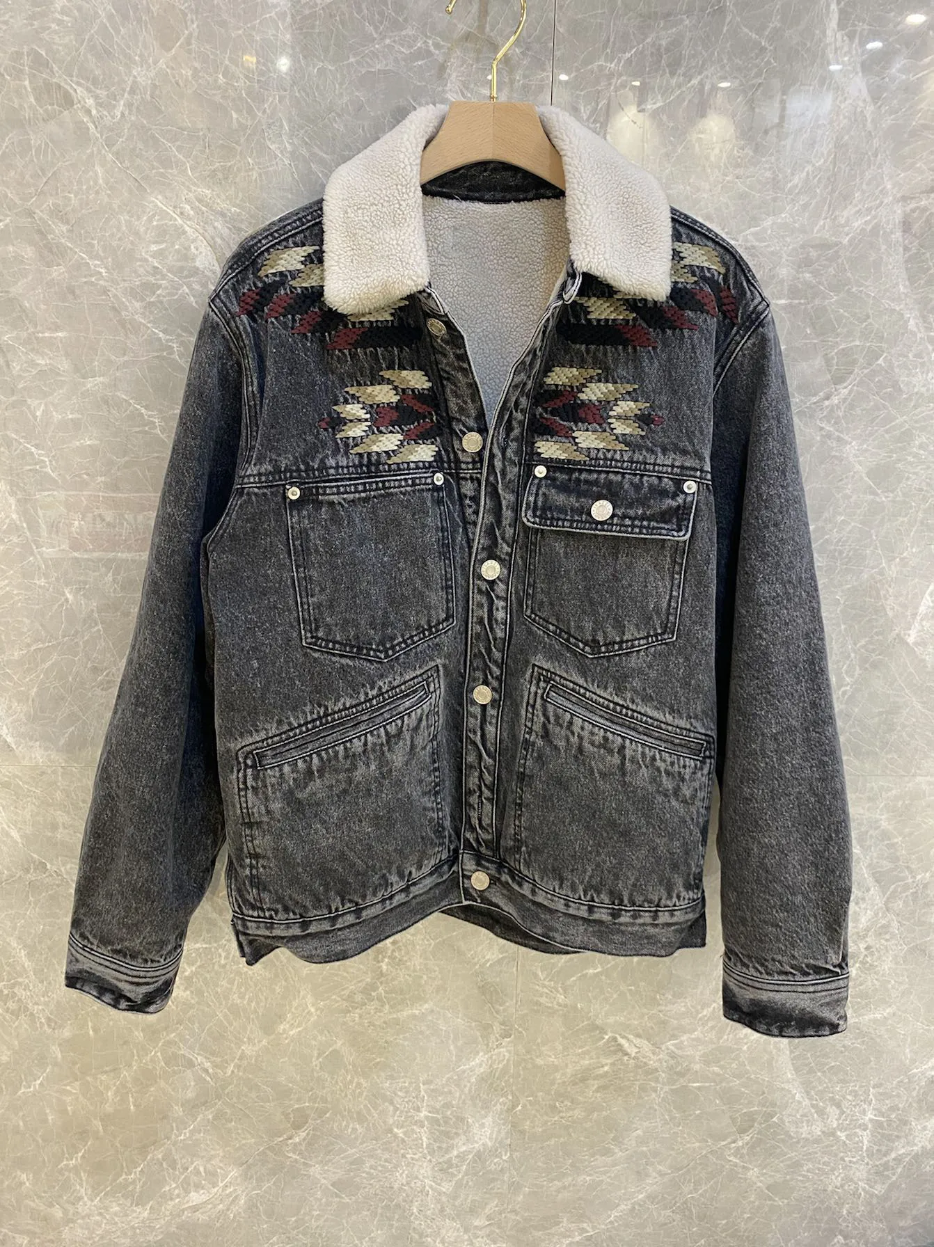 

Winner 2021FW Autumn Vintage High Quality Women Embroidery Warm Denim Jacket Female Casual Coat Tutu