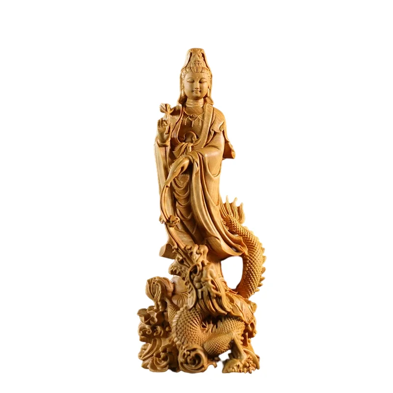 

Китайский Бодхисаттва Guanyin из бокса, из твердой древесины, для гостиной, для Будды, резьба, украшения для гостиной, домашний декор D66