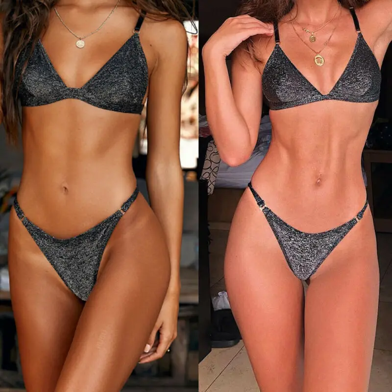 Новинка, летний женский купальник, мягкий бикини, купальный костюм, купальник с блестками, бразильский пляжный купальник