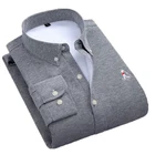 Рубашка Aoliwen мужская с защитой от морщин, брендовая Теплая Зимняя Блузка серого цвета из 60% хлопка, Повседневная приталенная, с длинным рукавом, с защитой от холода