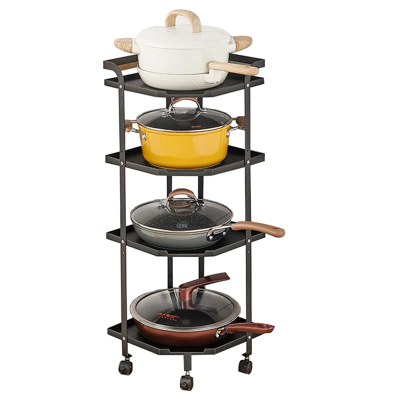 

Baking varnish free lifting and shrinking kitchen storage rack anti-corrosion anti-rust table top floor corner storage pot tripo