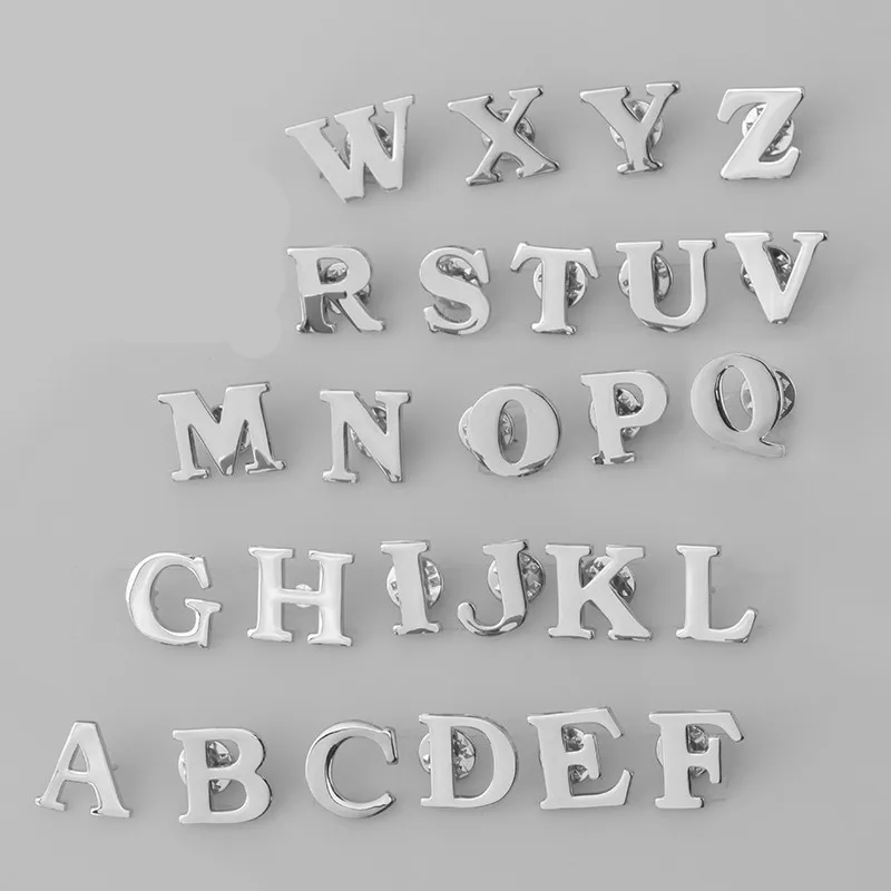 Металлическая английская 26 букв алфавита Броши Булавки для мужчин и женщин Мини