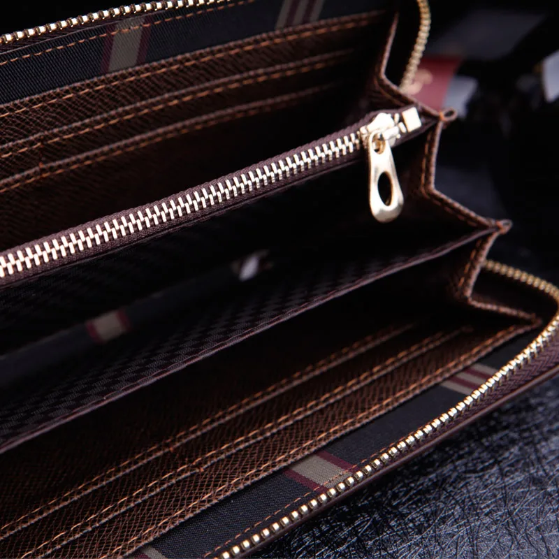 Кошельки для мужчин кожаный длинный клатч на молнии карман монет телефон