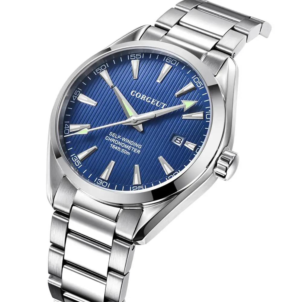 41 мм Corgeut автоматические механические наручные часы из нержавеющей стали