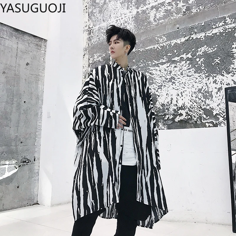 YASUGUOJI Новинка 2021 весенний Готический мужской длинный кардиган оверсайз