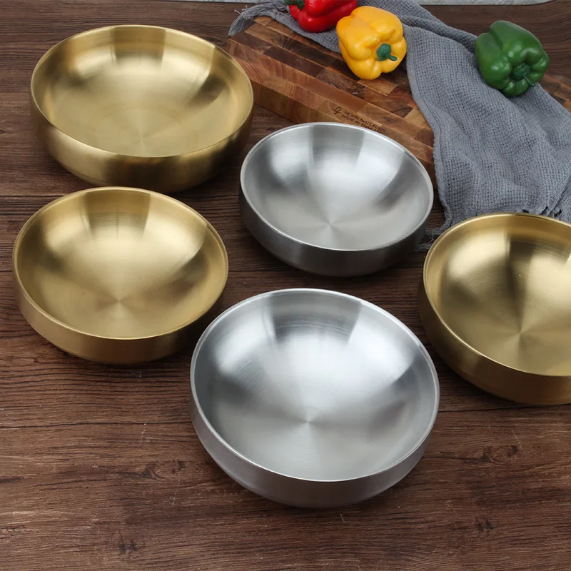 

304 stainless steel bowl, golden instant noodles bowl, ramen bowl, double Korean rice bowl, big noodle bowl, big soup bowl
