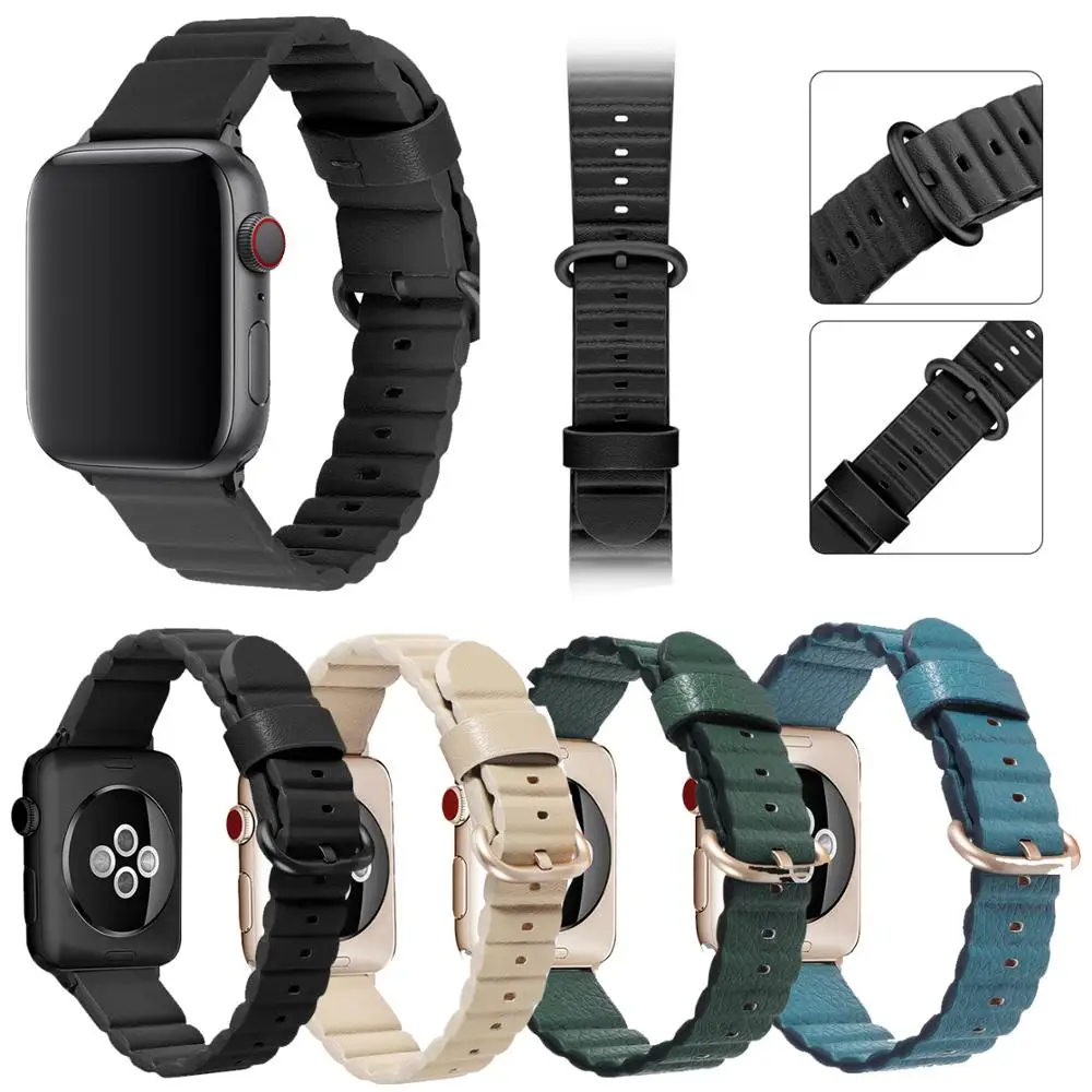 Excellent Genuine leather loop For Apple Watch Band 42MM 38MM 40mm 44mm for iWatch Strap 1 2 3 4 5 | Наручные часы