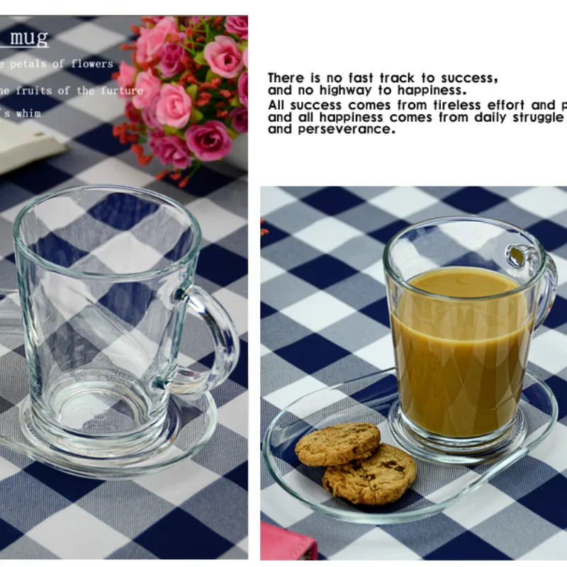 Стеклянная Минималистичная простая кофейная чашка блюдце чашки для эспрессо