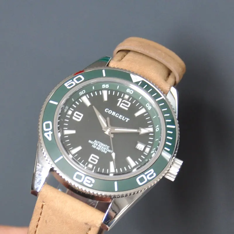 

Mens Watch Miyota8215 Movement 41mm 316Steel Band Green Dial Luminous Sapphire Glass Mechanical Automatic Wristwatches -Corgeut